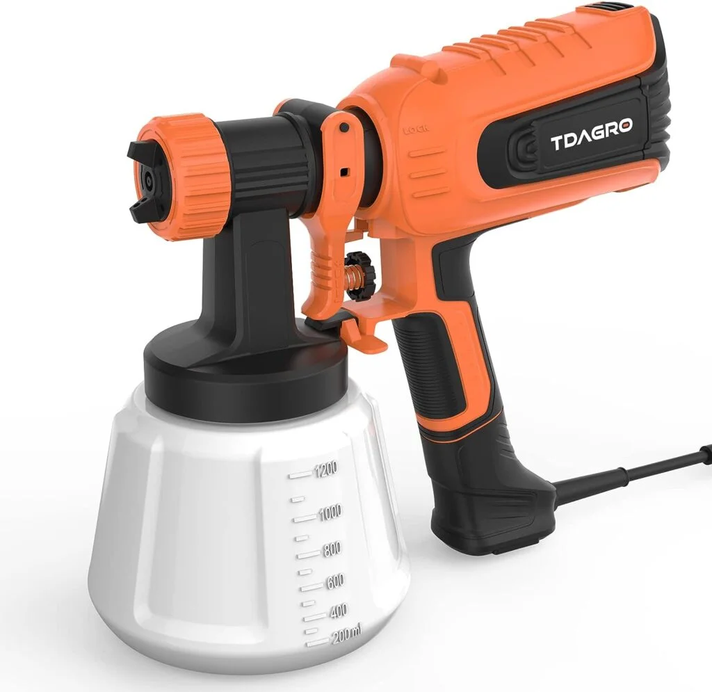 TDAGRO Paint Sprayer 1200ML Container/4 Nozzles/3 Patterns, HVLP Electric Spray Paint Gun, Easy to Clean, Paint Sprayers for Home Interior and Exterior/Fence/Cabinets/Furniture/Walls/Ceiling