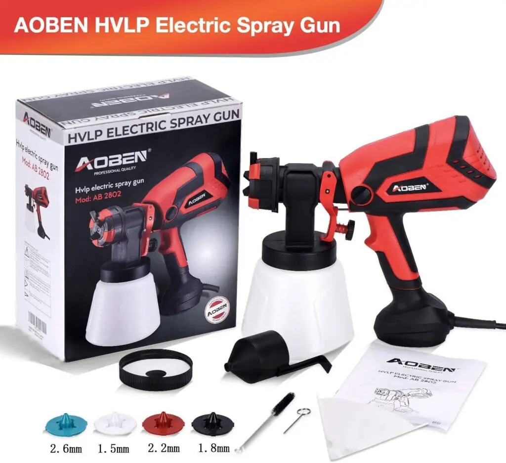 AOBEN Paint Sprayer, 750W Hvlp Spray Gun, Electric Paint Gun with 4 Nozzles, 1000ml Container for Home and Outdoors, Painting Projects.
