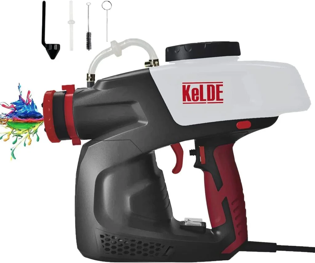 HVLP Paint Sprayer, KeLDE 600W Electric Paint Spray Gun with 3 Spray Patterns, 800ml Container for House Painting, Furniture, Wood, Wall, Ceiling, Home Interior and Exterior,Easy to Fill