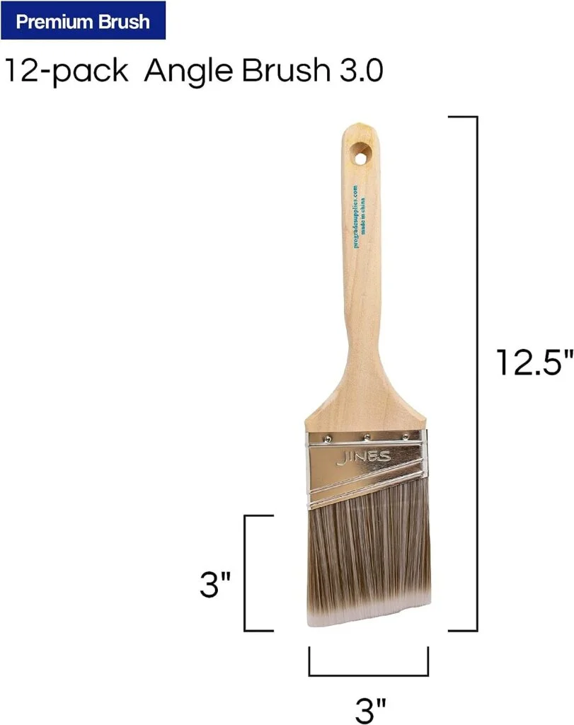 12PK 3 inch Angle Brush Premium Wall/Trim House Paint Brush Set Great for Professional Painter and Home Owners Painting Brushes for Cabinet Decks Fences Interior Exterior  Commercial Paintbrush.