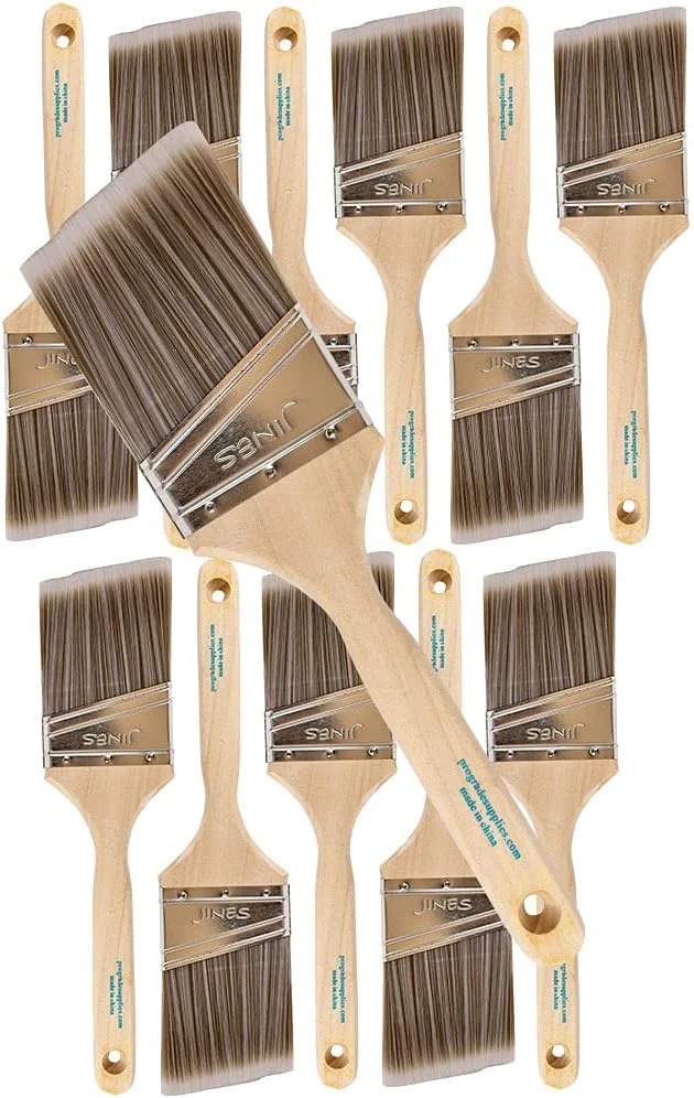 12PK 3 inch Angle Brush Premium Wall/Trim House Paint Brush Set Great for Professional Painter and Home Owners Painting Brushes for Cabinet Decks Fences Interior Exterior  Commercial Paintbrush.