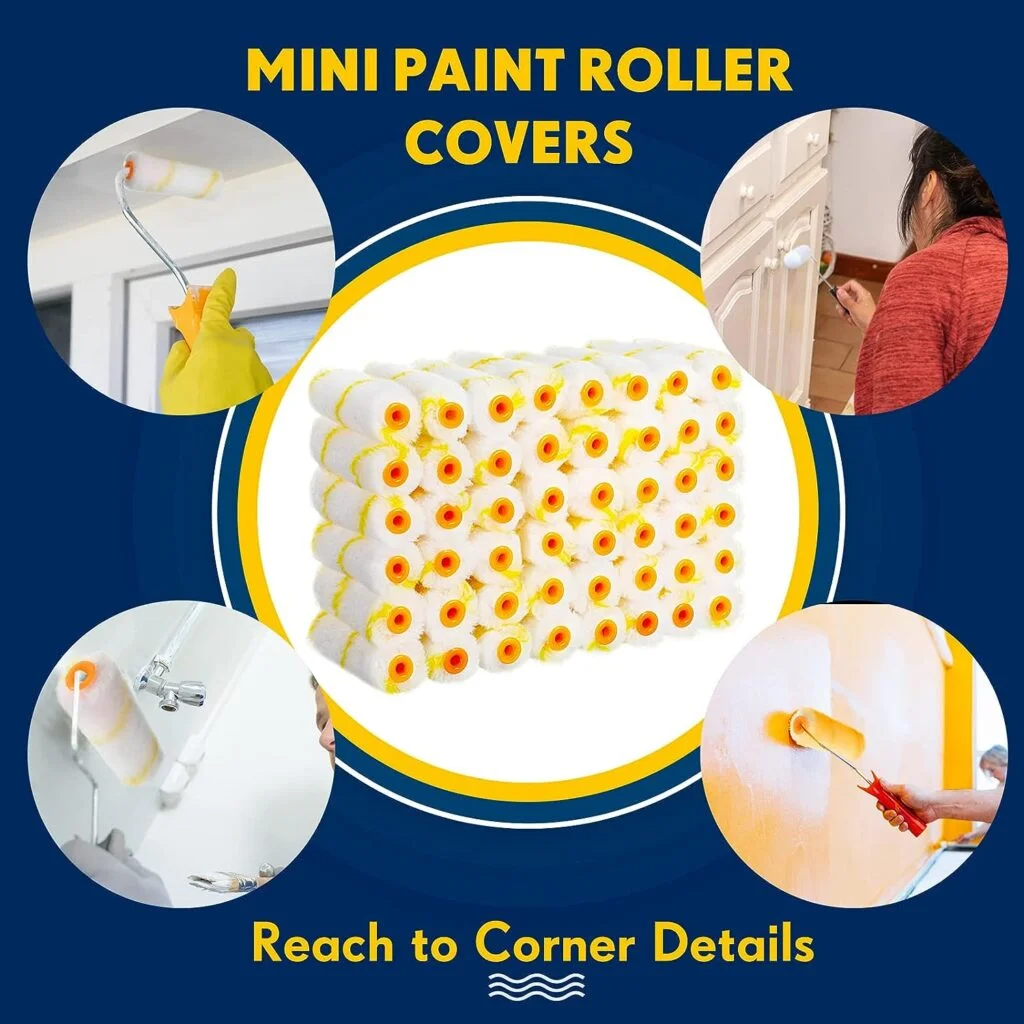 400 Pieces 4 Inch Mini Paint Roller Bulk Small Microfiber Roller Cover 1/2 Nap for Paint Roller Brush for House Painting Supplies, DIY Craft Home Wall Repair Tool Kit Set