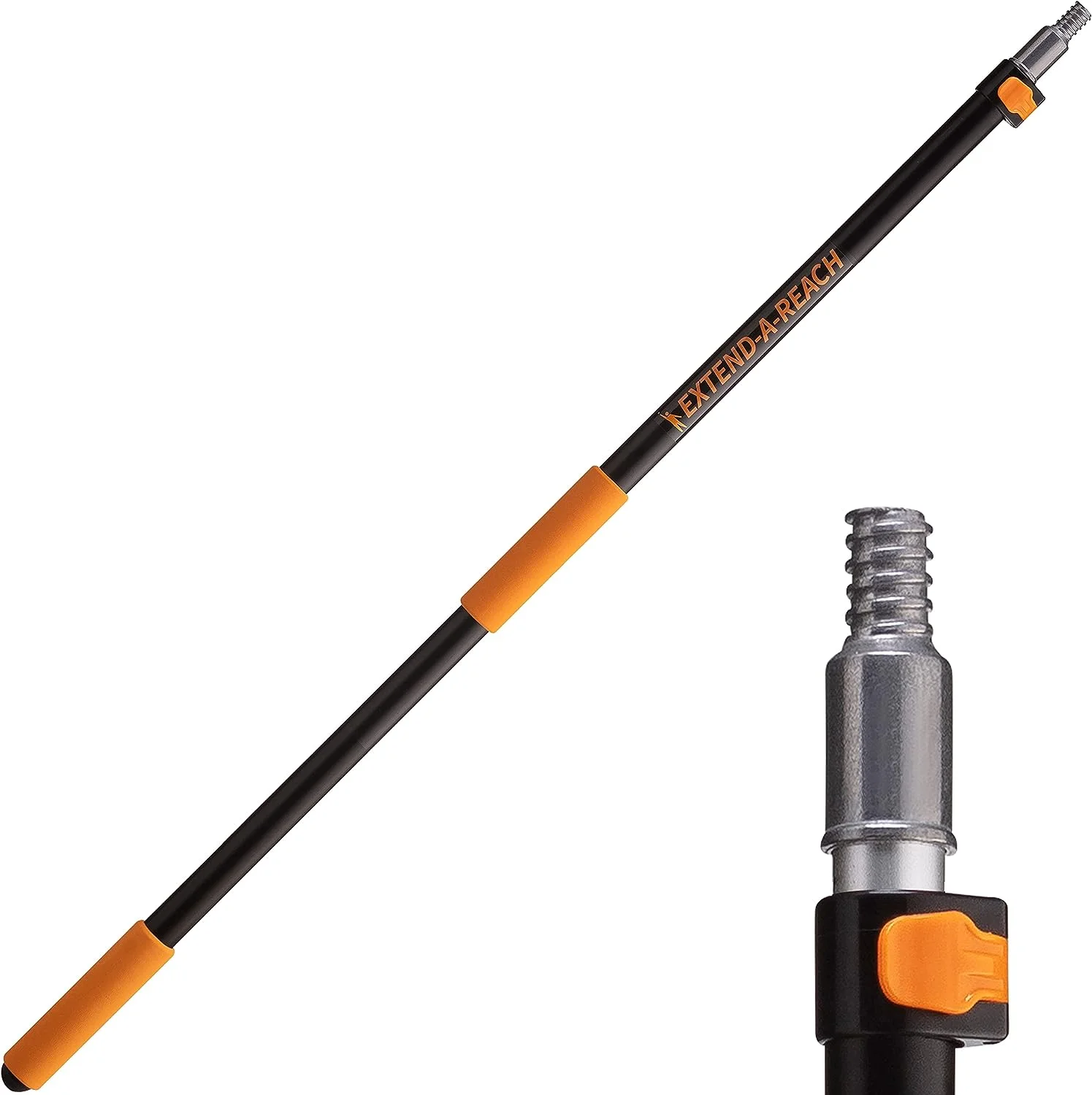 5-8 ft Long Telescopic Extension Pole // Multi-Purpose Extendable Pole with Universal Twist-on Metal Tip // Lightweight and Sturdy // Best Telescoping Pole for Painting, Dusting and Window Cleaning