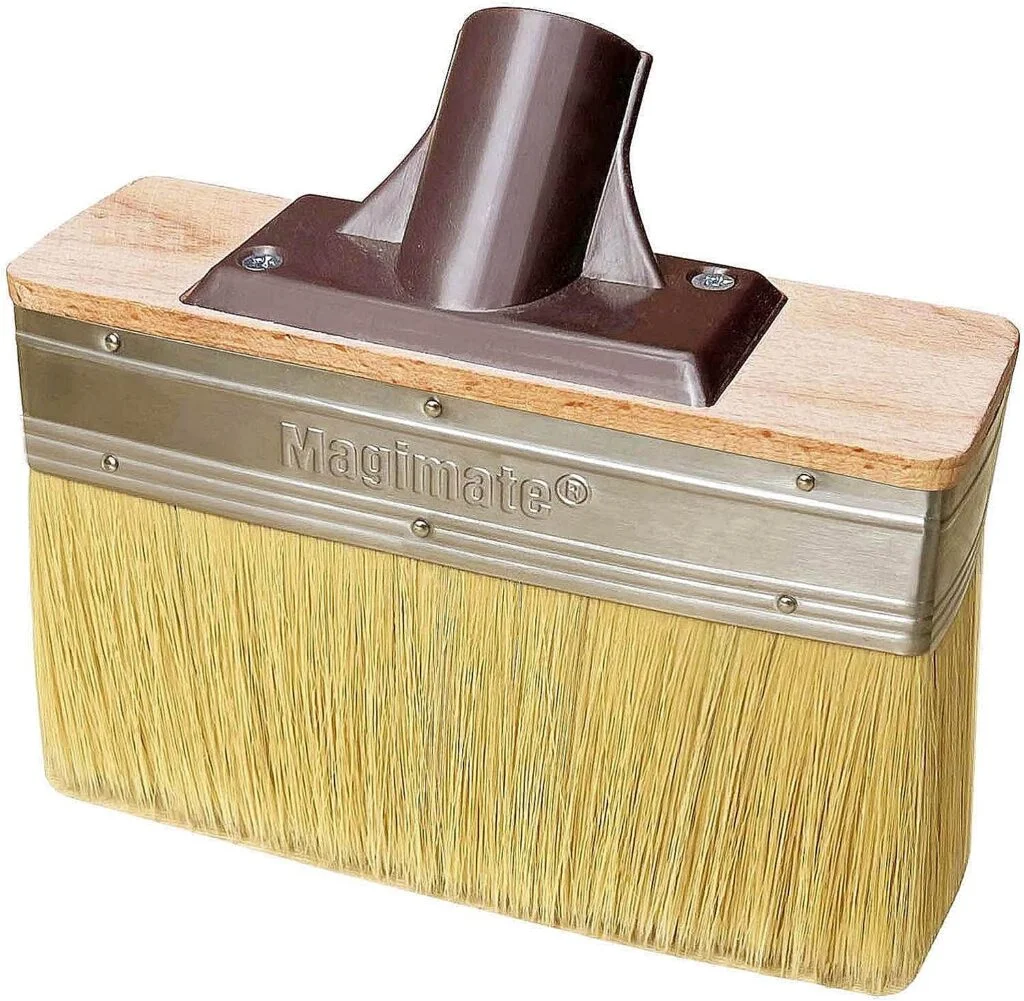 Deck Stain Brush Applicator by Magimate - Thick Soft Large Paint Brush Head with Threads for Extension to Apply Stain and Sealers on Wood Deck Floor Fence Walls - 7 Inch Wide