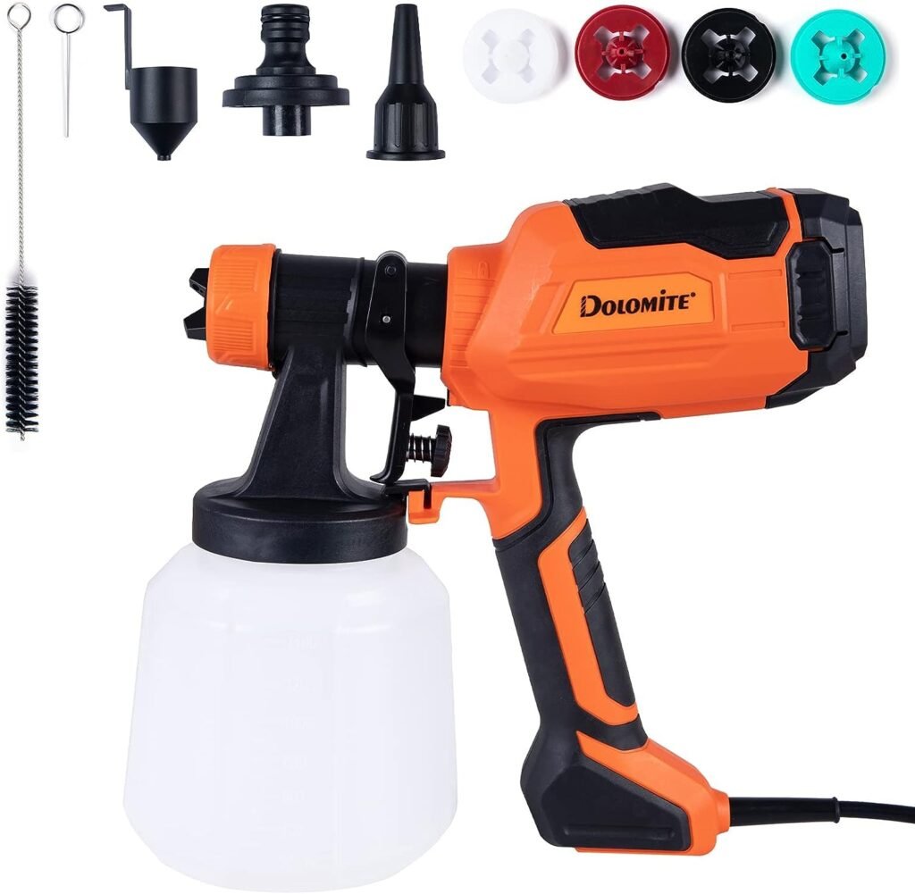 DOLOMITE Power HVLP Paint Sprayer, 450W Electric Paint Sprayer Gun with 3 Nozzle, Cleaning Brush, Cleaning Needle, Viscosity Cup for Furniture, Cabinets, Fence, Garden Chairs, Walls