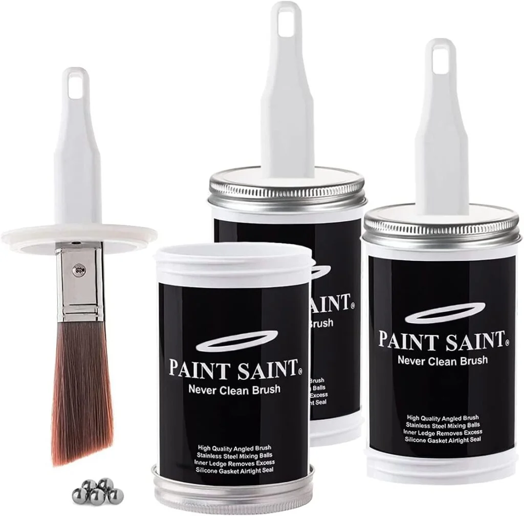 Paint Saint No Mess Touch Up Paint Storage Container w/Brush in Lid/Airtight, Leakproof w/Mixing Balls/Paint Supplies for House for Storing Leftover Paint – Water Based Paint Only (3 Pack)