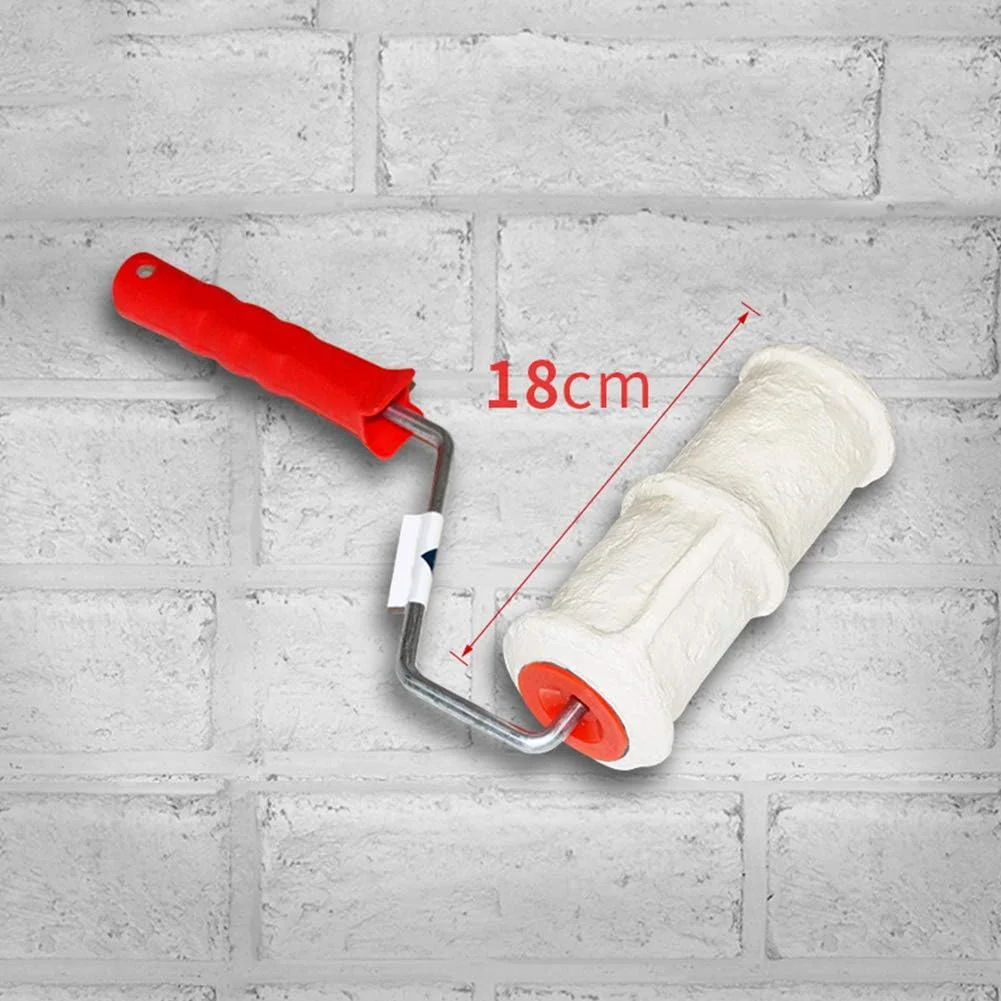 Tookie Embossed Paint Roller, 8 Inch Brick Embossing Roller for Wall Decoration, Art Brush Paint Roller Embossing Cylinder with Rubber Handle for Household DIY Paint Roller Art