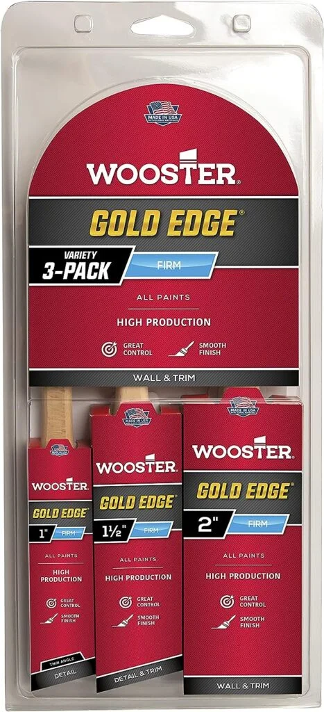 Wooster Series 5239 Gold Edge Wall Brush 3 Pack, 1 Inches
